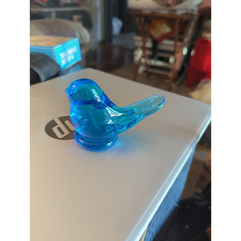 Vintage 1990 Terra Studios Bluebird of Happiness Signed Leo Ward Glass Figurine